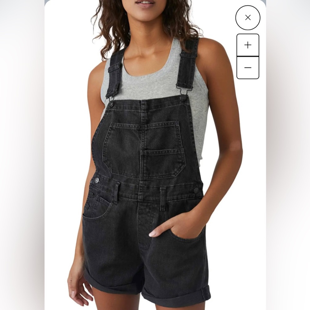 Womens free people black ziggy short overalls medium